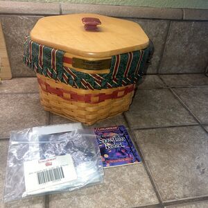 Longaberger 1997 Christmas Snowflake Basket Lid Liner Protector Picnic Travel